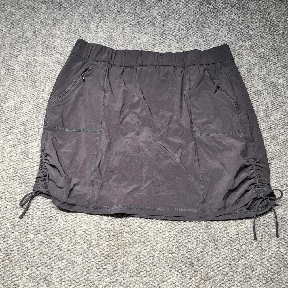 T by Talbots Womens XL Black Active Skort Ruched Side Zip Pockets JO5375